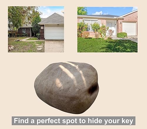 Miniatura 5 de Cerradura de roca falsa de gran tamaño para ocultar llaves con una caja de bloqueo de llave integrada, caja grande de almacenamiento de cerradura de