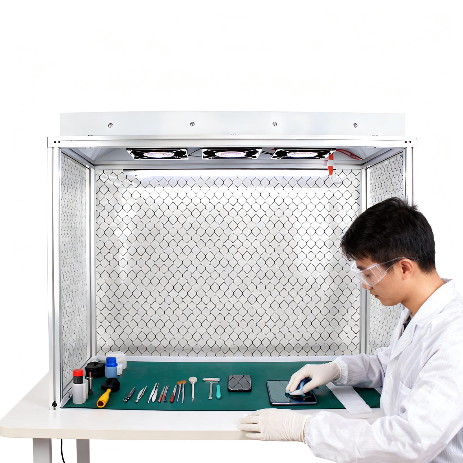 Hotte à flux laminaire vertical avec établi filtrant triple ventilateur