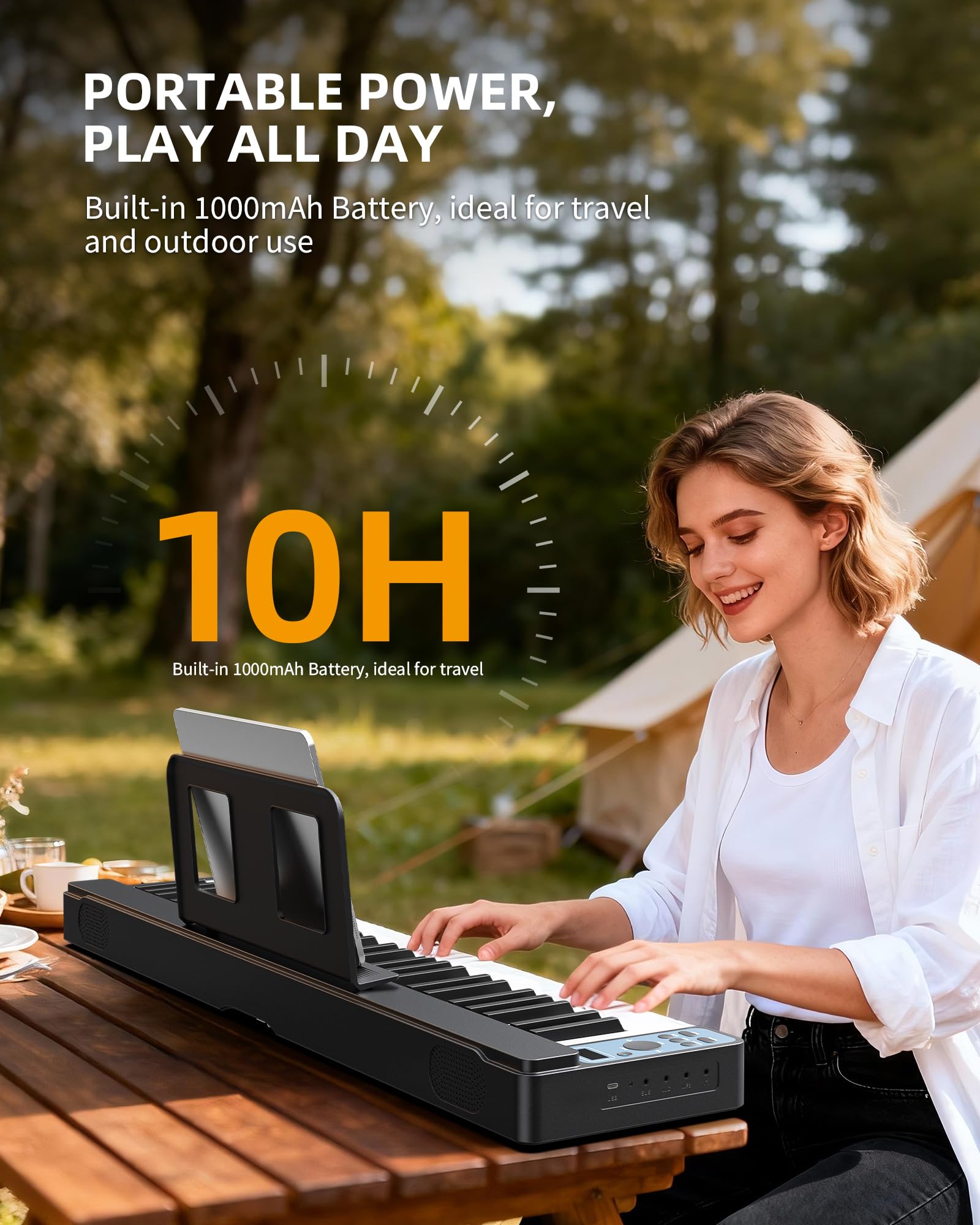 LEKATO Tastiera elettronica pieghevole con 61 tasti, tastiera pieghevole a 61 tasti con sensibilità al tocco, ricaricabile, Bluetooth MIDI, custodia, per principianti/appassionati di musica/bambini