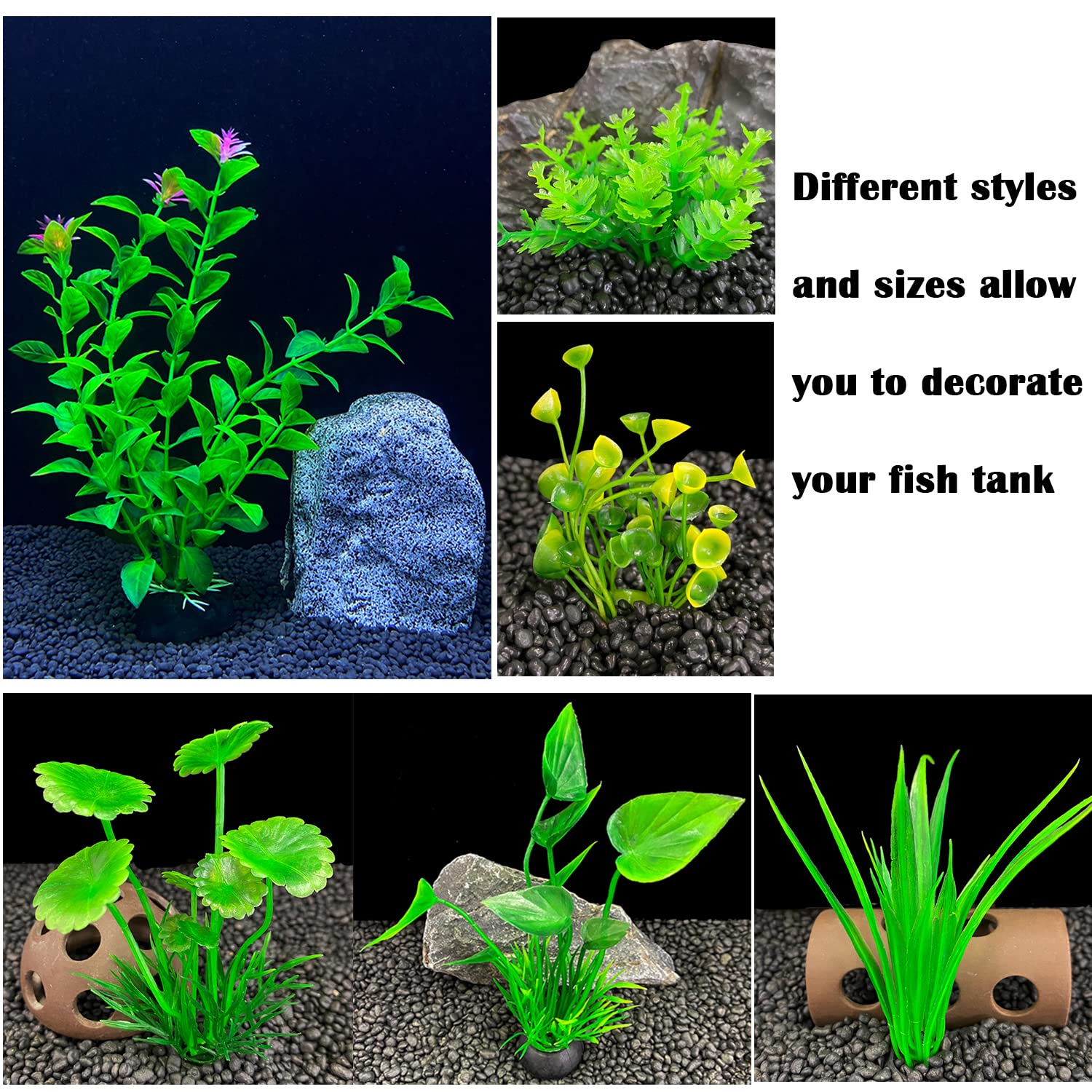 Vibury Fish Tank Aquatic Plants, 14 Pack Aquarium Plants Green Artificial Aquatic Plants, Fish Tank Decor - Image 2