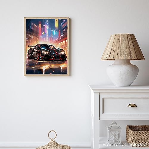 Miniatura 7 de Inspirational Wall Art Co. - Power | Póster Bugatti Chiron - Póster de coche para habitación de niños - Decoración de pared del coche - Decoración