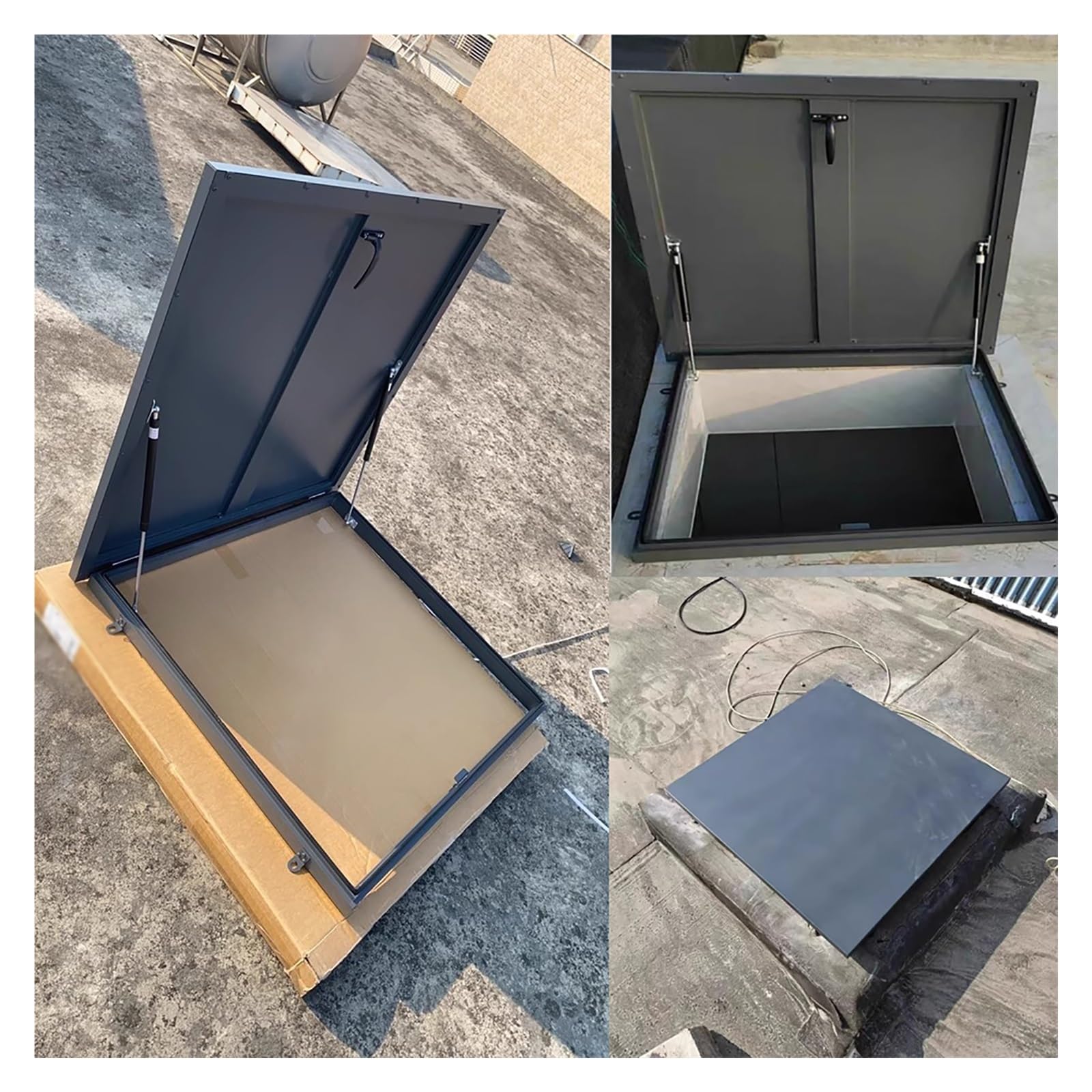 Cubierta de inspección de metal con tira de sellado de gran apertura para tragaluces y ventanas, acceso al ático, escotillas de sótano (66 x 96 cm), duradera y resistente a la intemperie