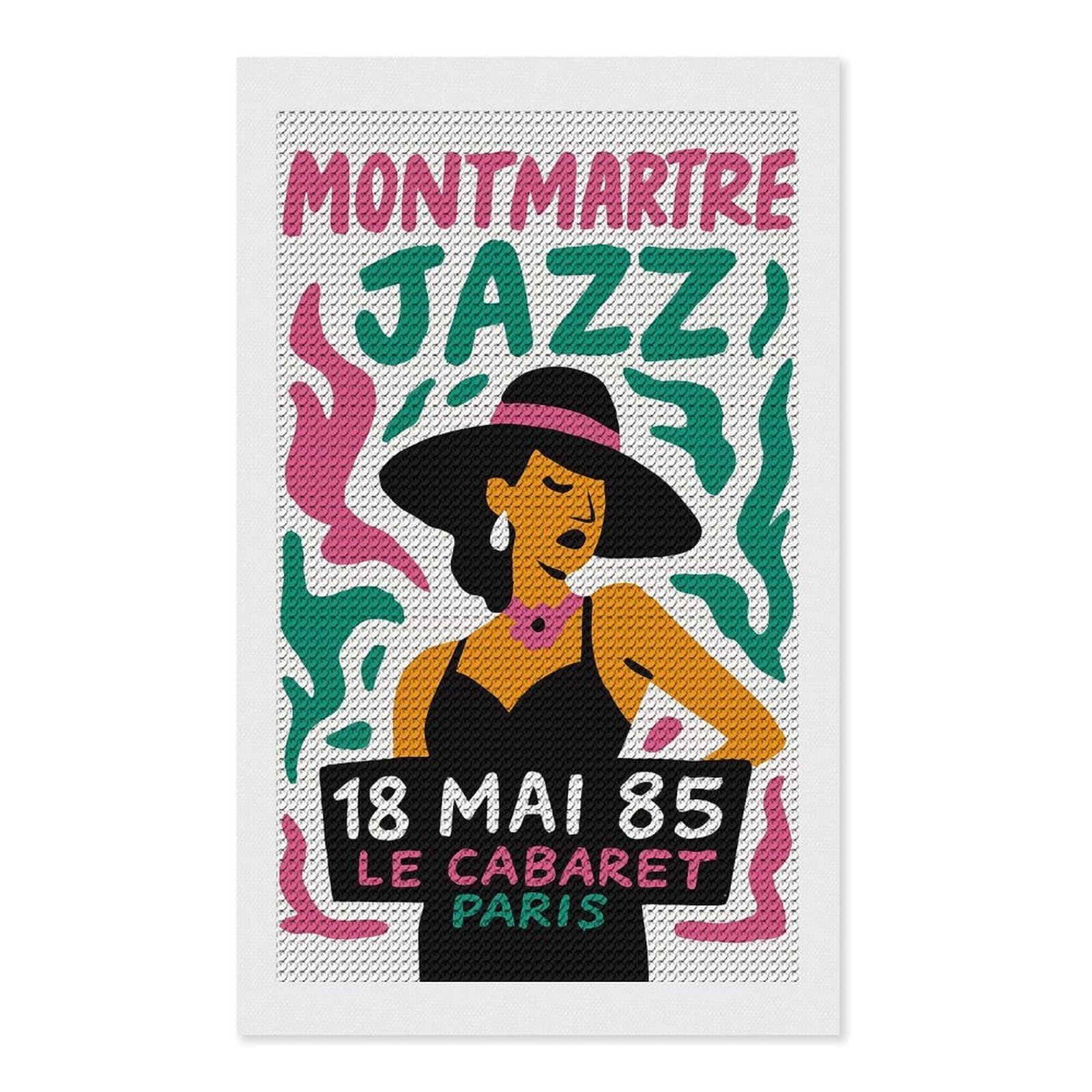 Junmoney Montmartre Jazz Cabaret Diamond Art Kit 12"x20", Creative Leisure Activity, Complete Accessories, Vintage Style Decor, for Women