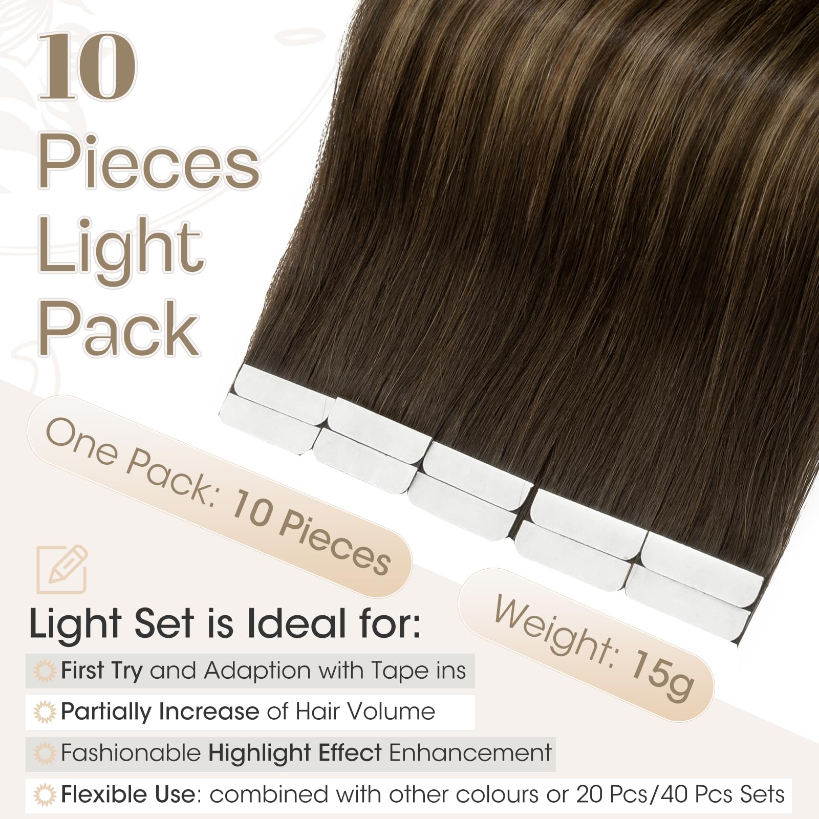 Elailite Tape in Hair Extensions Human Hair Real Human Hair 10 Pcs Invisible Thin Type - Image 3