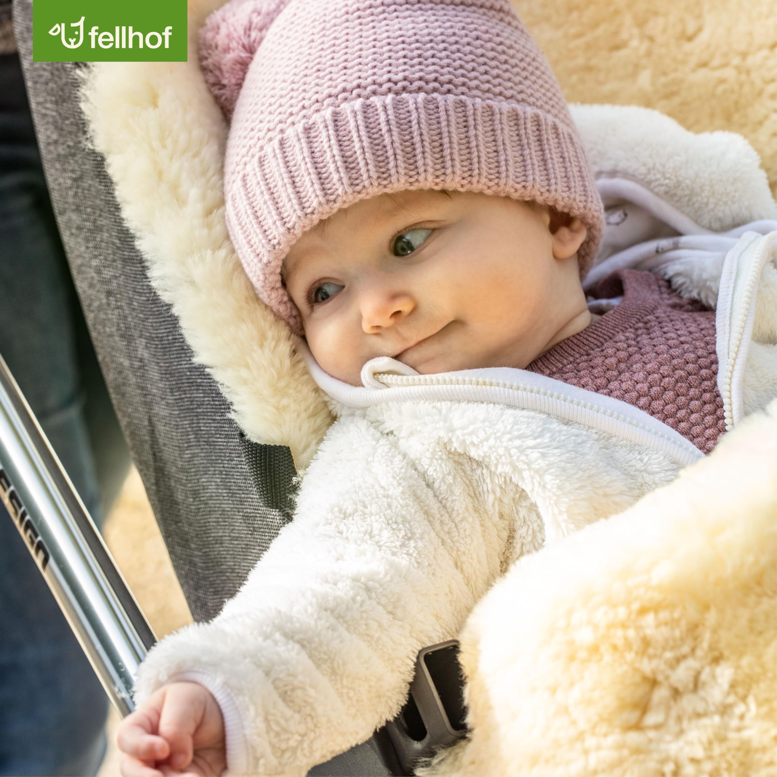 Fellhof ASPEN Lammfell Kinderwagen Fußsack | 50x98 cm | Merino-Lammfell | für ergonomische Buggys | wind- und wasserabweisend | graphit-melange (Vorgängermodell)