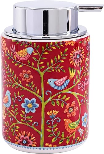 Miniatura 1 de Bico Red Spring Bird - Dispensador de jabón de cerámica de 12 onzas con bomba extraíble, ideal para cocina, baño, loción y aceite esencial