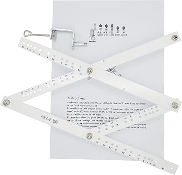 Professional Artists Plexiglass Pantograph Artist Drawing Tool Reducer Enlarger Recreate Copy 10 Times Scaling Ruler White