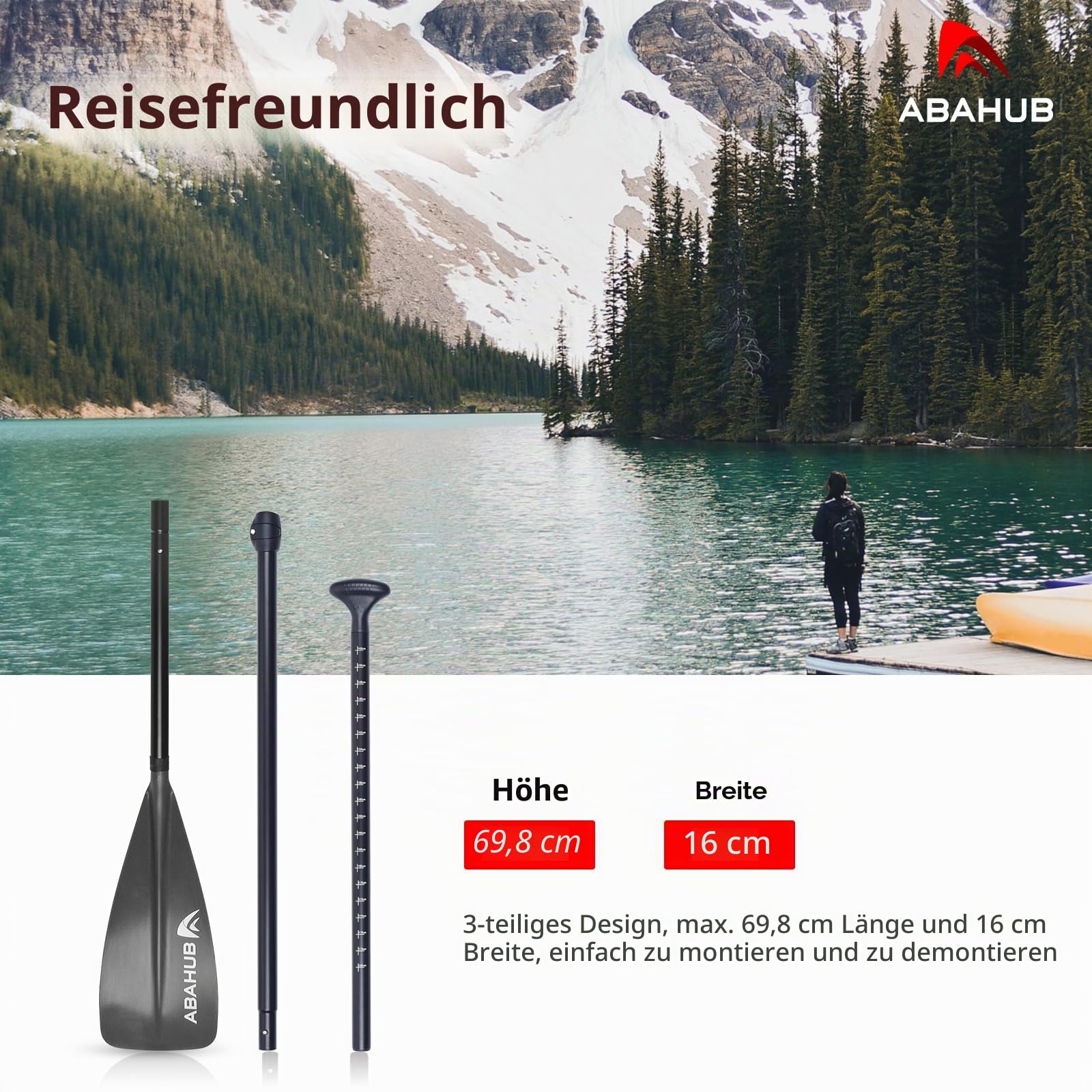 Abahub SUP Paddel Kinder Aluminium 140-178cm Verstellbare Einstellbare Stand Up Paddle für Paddleboard, Aluminiumlegierung Beschichtete Schaft Kunststoff Nylon Klinge Grau/Türkis