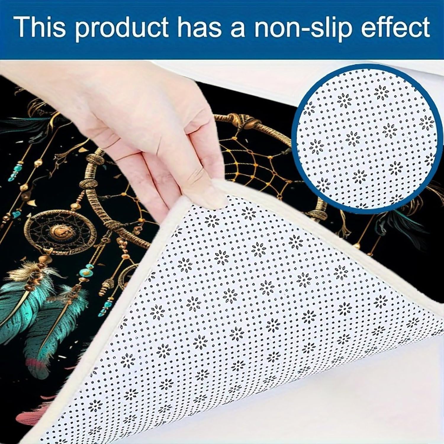 Dark Dream Catcher Kitchen Mat Set of 3 Waterproof Floor Mats Non-Slip Kitchen Rugs Premium Flannel Rug Heavy Duty Standing Mat for Kitchen Home Bathroom Laundry