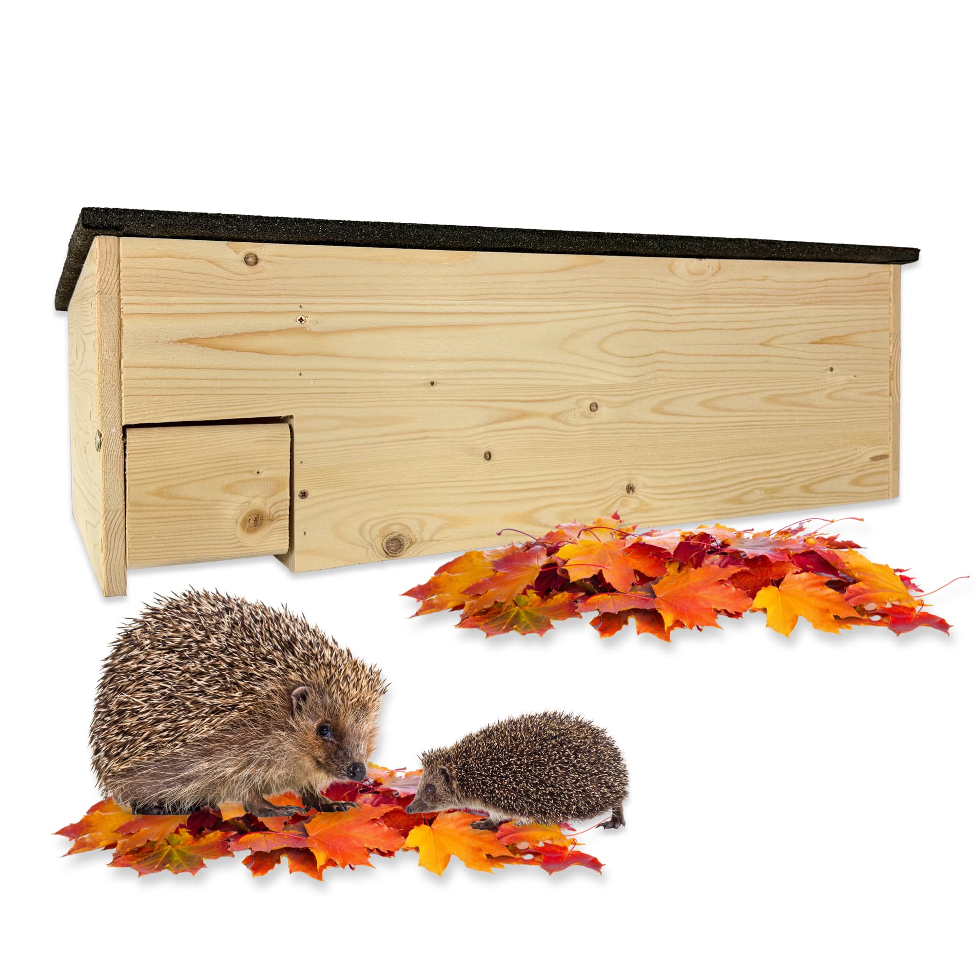 GARTENETAGE XXL Igelhaus mit Rattenklappe aus zertifiziertem Holz – wetterfestes Igel Schutzhaus mit Labyrintheingang