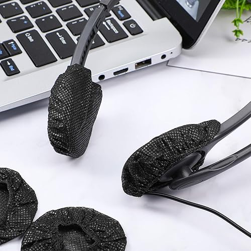 Vista 26 de BBTO 100 fundas desechables para auriculares, sanitarios, no tejidas, elásticas, para la mayoría de los auriculares (4.3 pulgadas, negro)