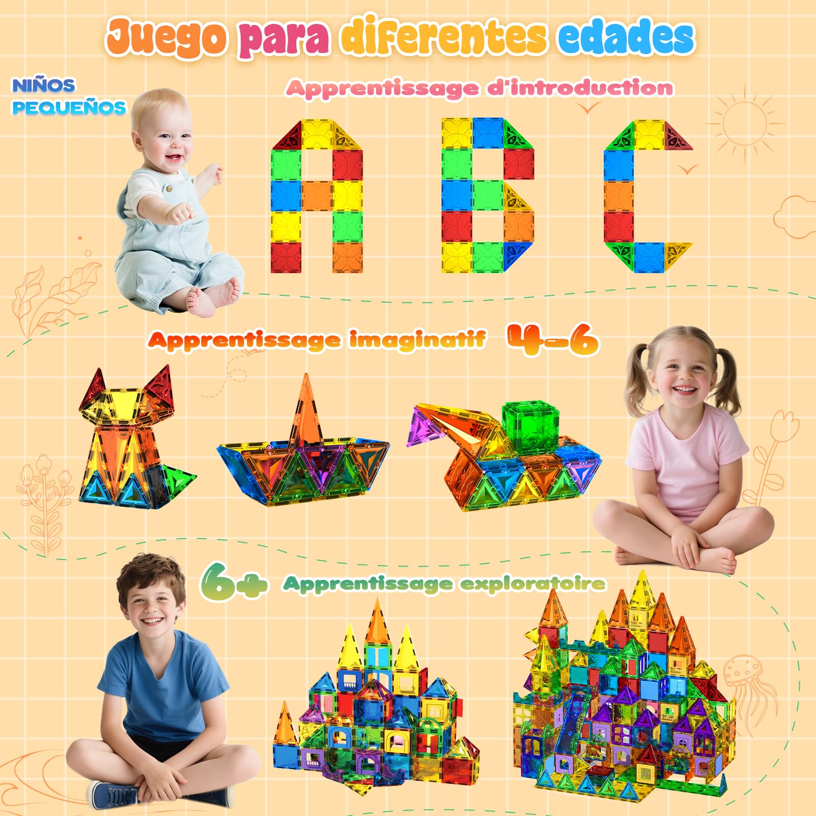 Magneverse Bloques Magnéticos 123 Piezas - Juguete de Construcción Magnético para Niños de 3 4 5 6 7 8 9 Años, Azulejos Magnéticos Educativos Stem, Regalo Creativo para Niñas y Niños