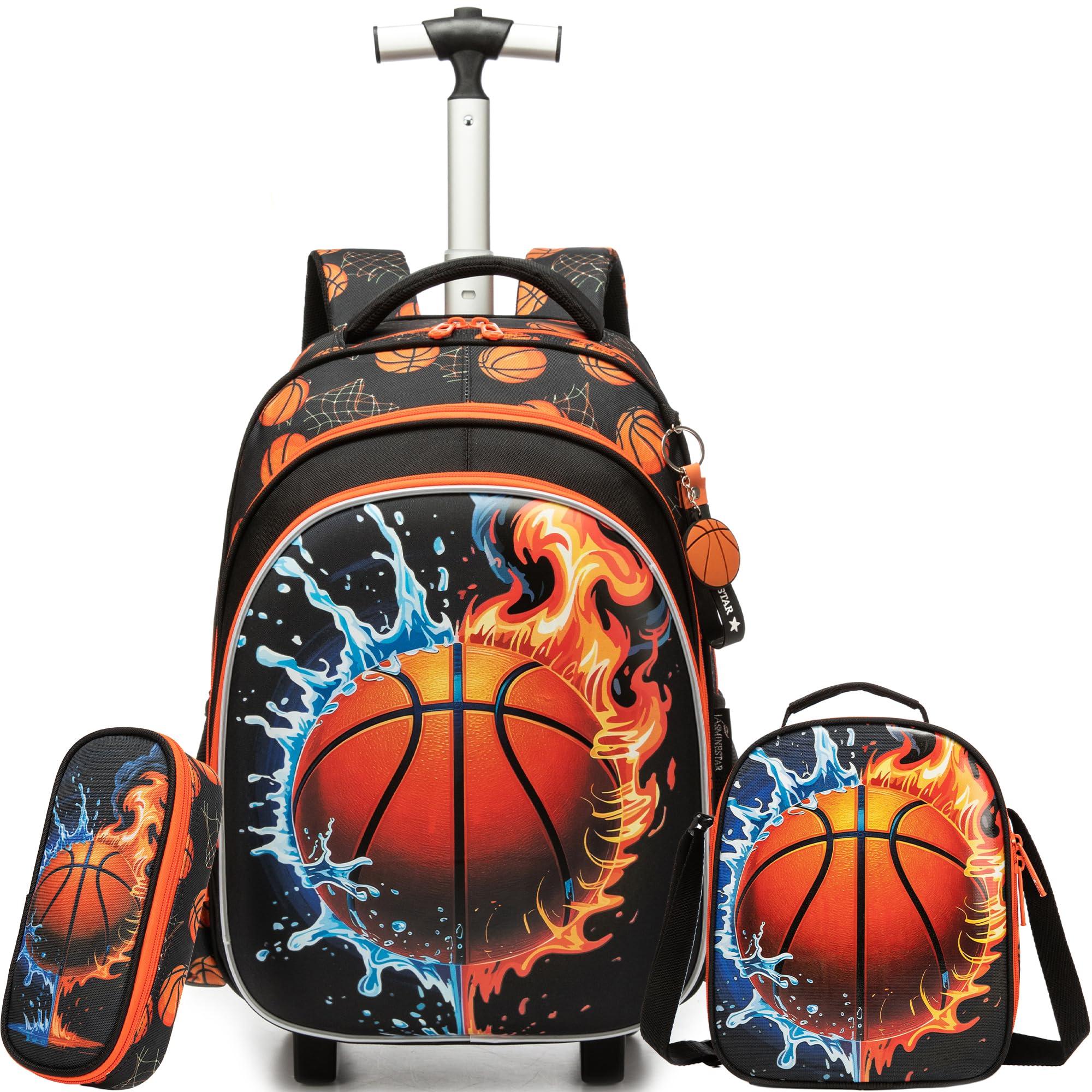 HTgroce Zaino Trolley Scuola Elementare Bambino– Set 3 in 1 con Borsa e Astuccio – Zainetto con Ruote Ergonomico e per Primaria (1ª-5ª classe) – Trolley Scuola