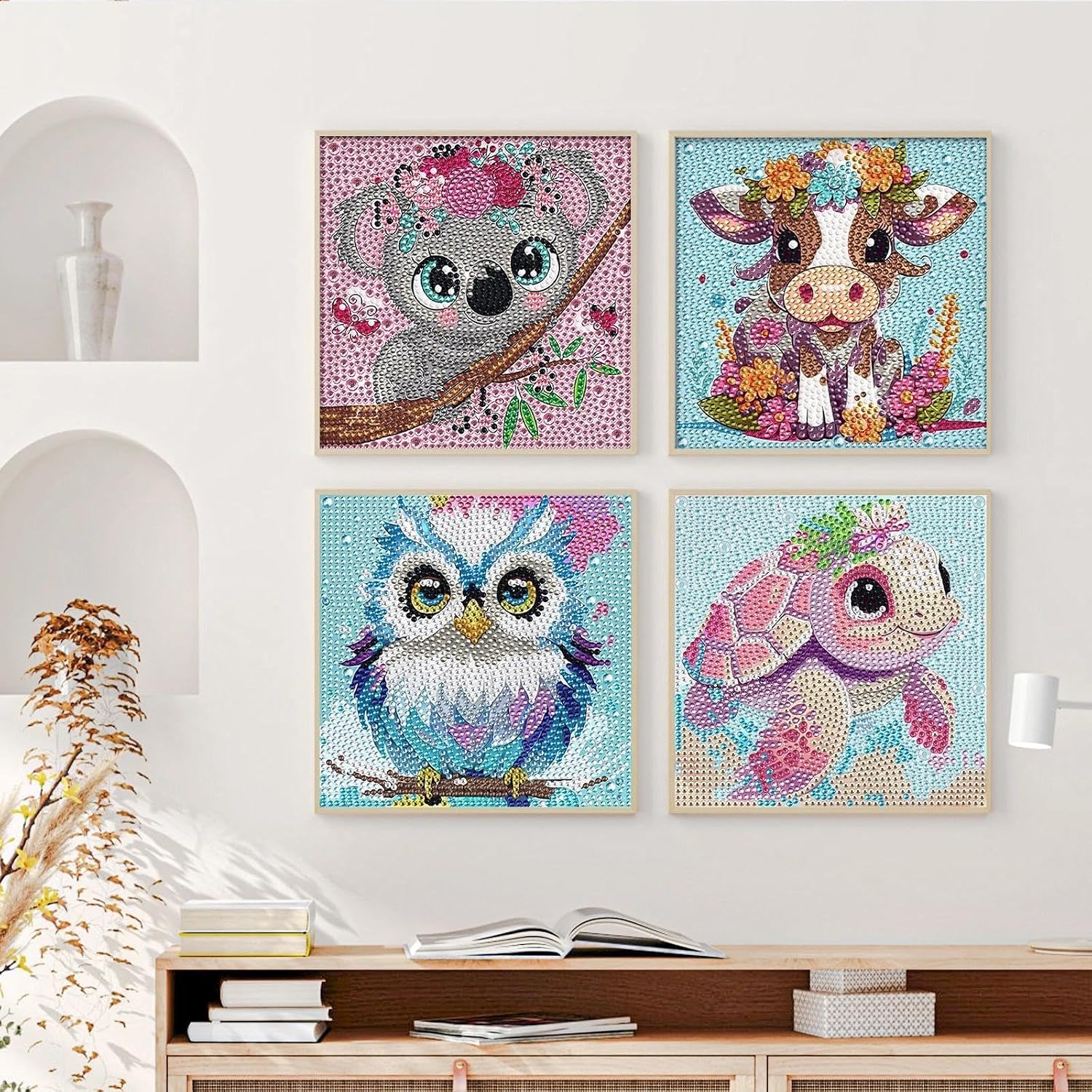 JATOK Diamond Art Kits for Kids, Gem Craft Kits, 6 Pack, Animals, 6 x 6 in image 4