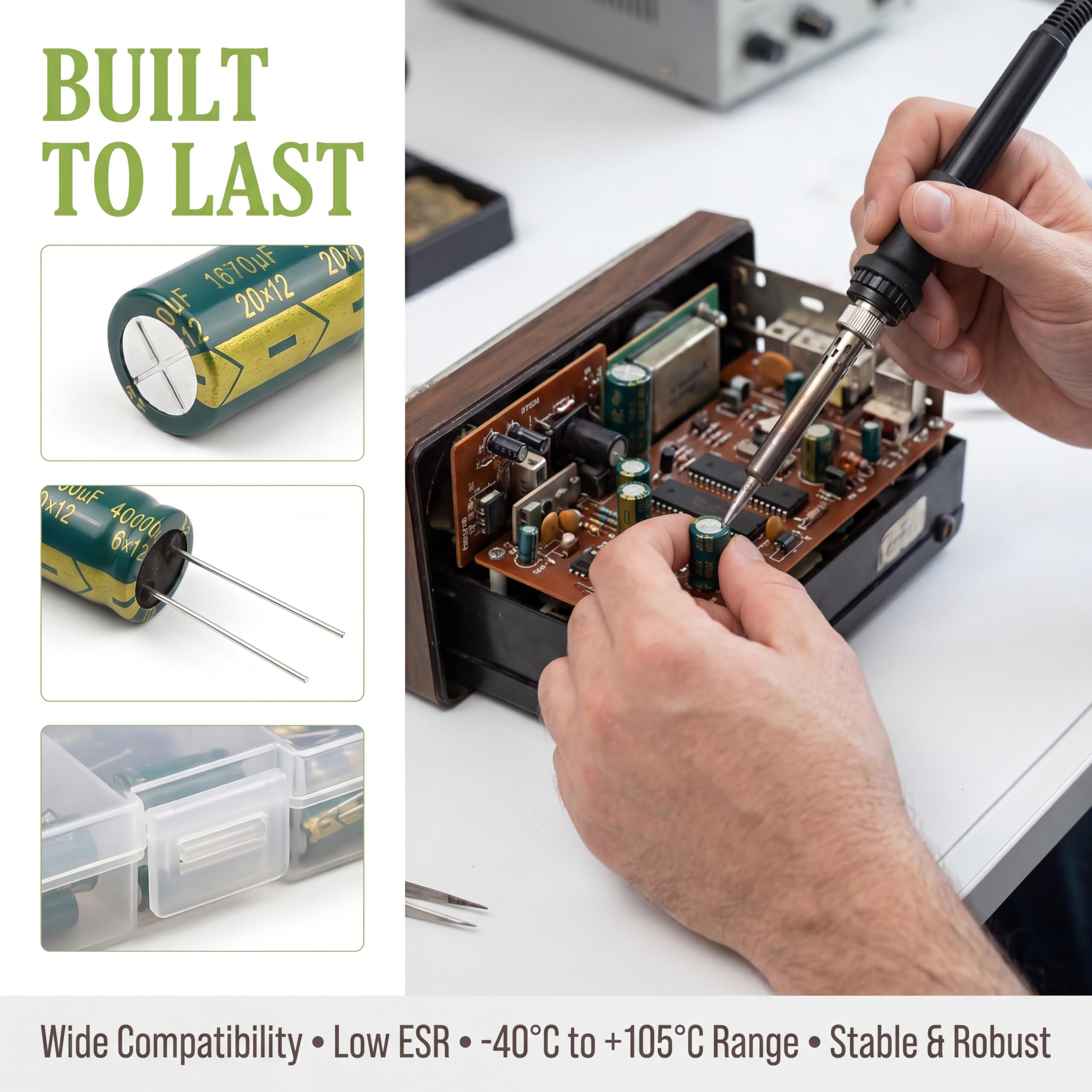 Elkos Kondensator 36 Wert 1000Stk Elektrolytkondensator Set | Elektrolytkondensator Sortimentsbox Set 1uF-1500uF Niedriger ESR Aluminium Capacitor Kit Electrolytic Capacitors