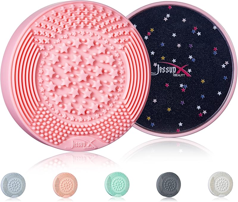 Silicone Makeup Brush Cleaner Mat with Color Removal Sponge A005 | Durable Silicone Design, Wet & Dry Cleaning, Gently Removes Powder, Preserves Brush Shape, Portable for Travel and Daily Use