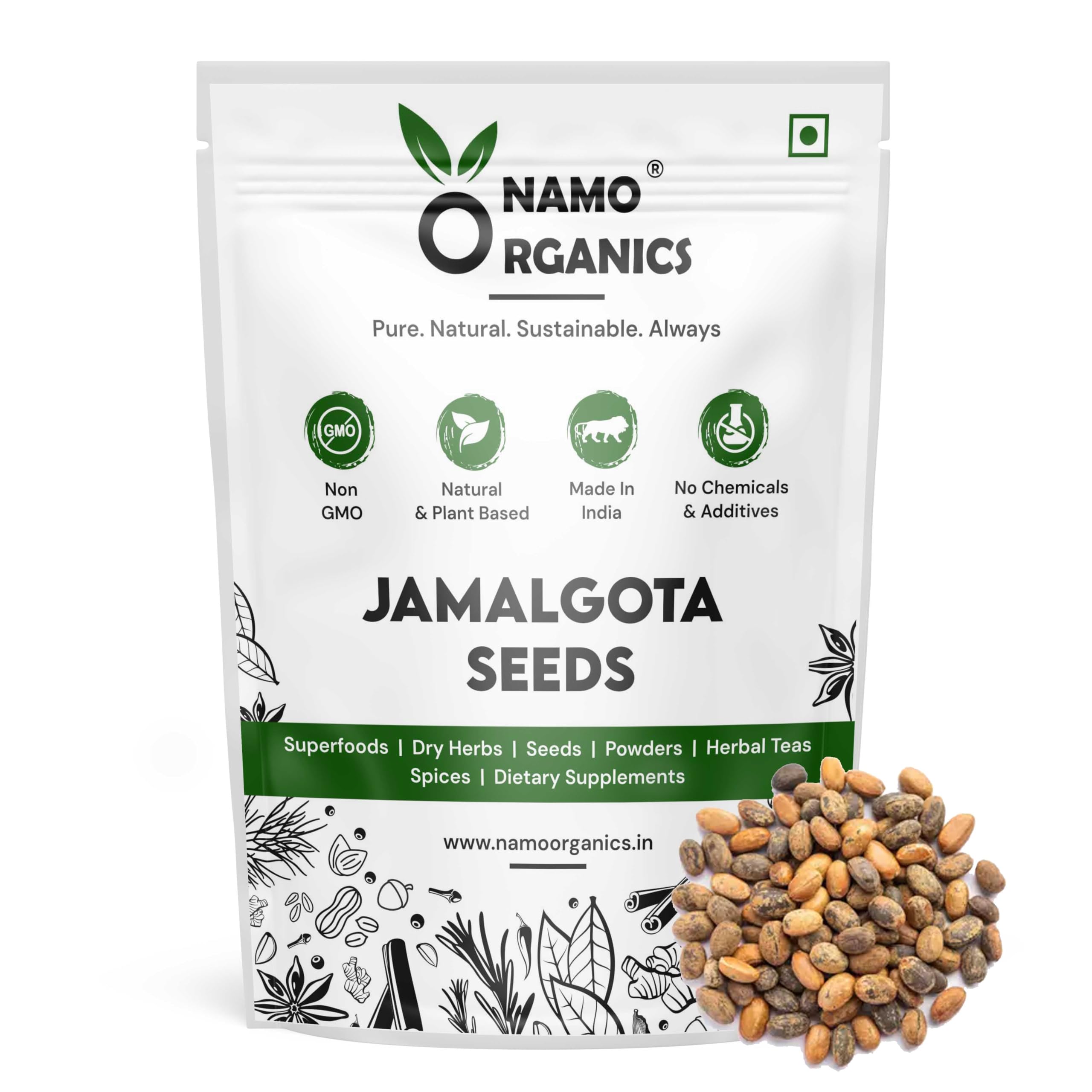 Namo Organics Raw jamalgota beej - 100g - Jamalghota beej - Jamal gota Seeds - for hair growth