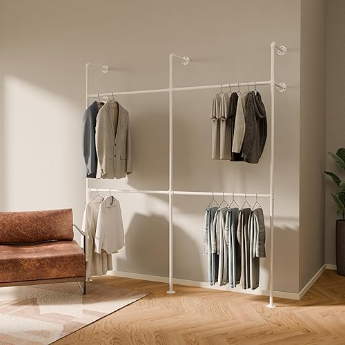 Miniatura 10 de pamo Perchero Industrial de Tubería para Ropa – Sistema de Armario Negro Montado en la Pared en Acero con Recubrimiento en Polvo – 41.4 pulgadas