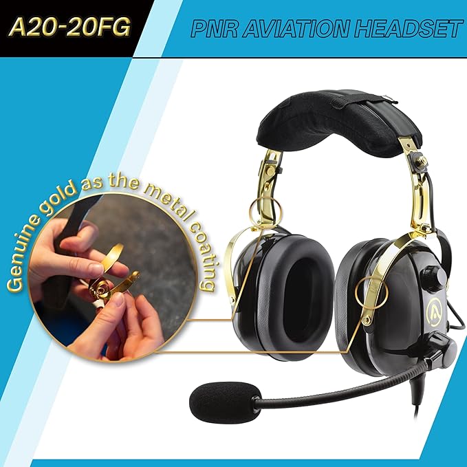 AIRVOICE Aviation Headset for Pilots with Passive Noise Cancellation, PNR Aviation Headset with Comfortable Earpads and Flexible Microphone, General Aviation Headset with Carrying Case