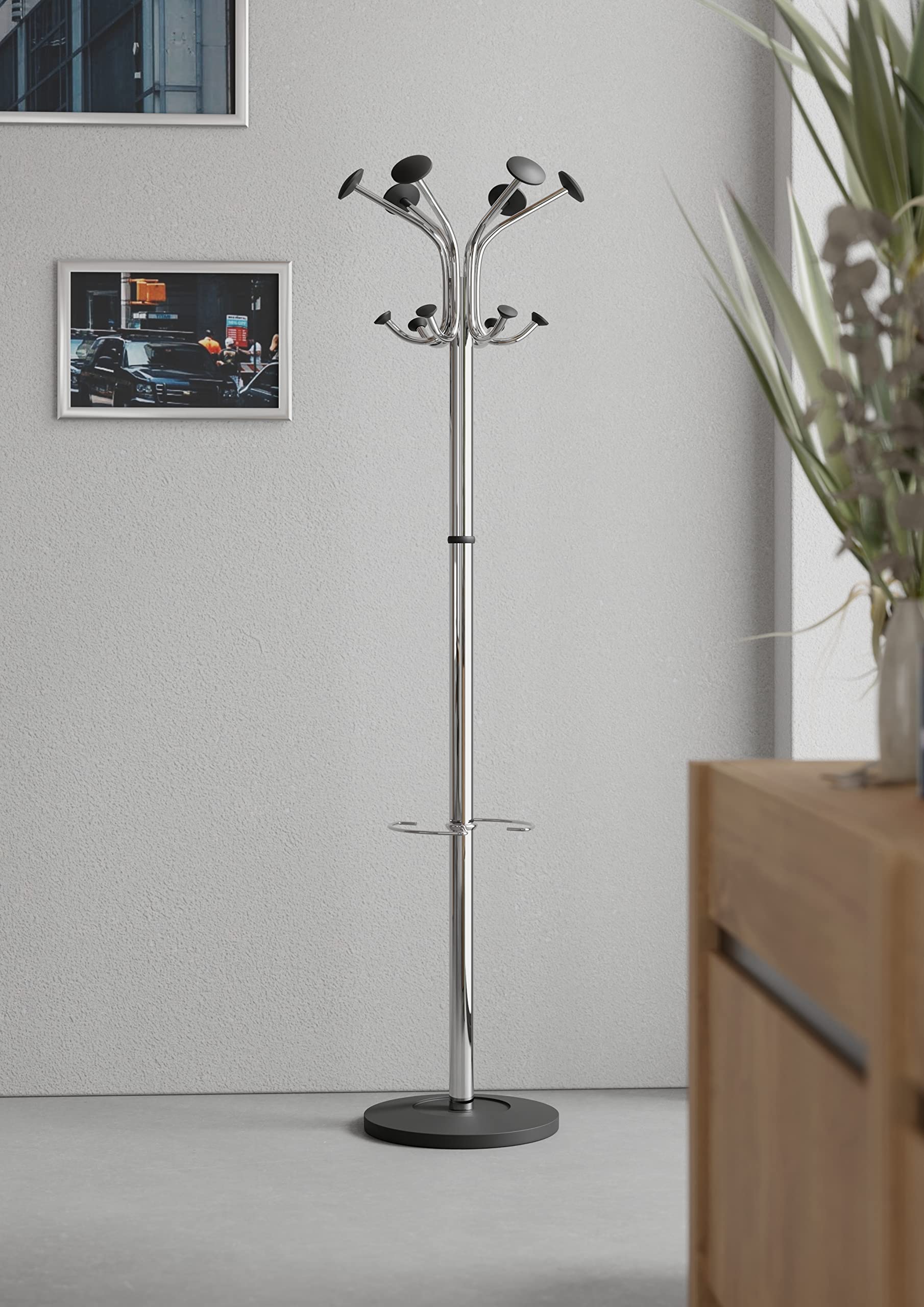 Coat Racks Alba Chromy Hat and Coat Stand Tubular Steel with Umbrella