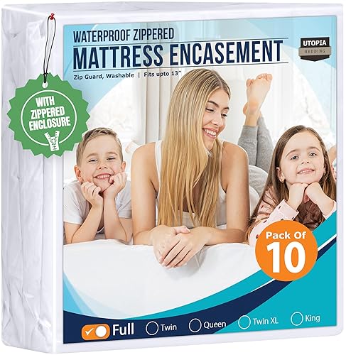 Utopia Bedding Mattress Protector Zippered Full Size (Pack of 10),