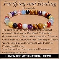 Vista 619 de MASSIVE BEADS Pulsera elástica de yoga hecha a mano con piedra natural, cristal curativo, energía, regalos para adultos unisex de 0.157 in, 0.236