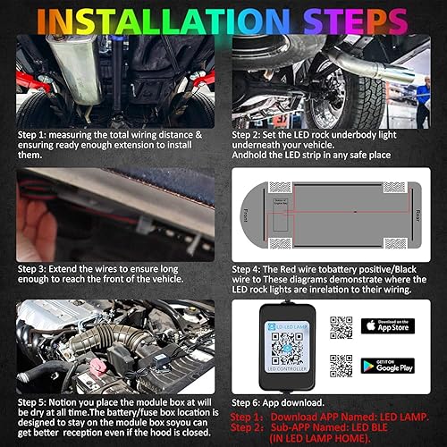 Miniatura 5 de SUZCO Paquete de 6 luces LED RGB de neón suberglow para camiones, kit de luces de roca, doble zona + 96 LEDs + Línea 2 en 1 Sincronización de música
