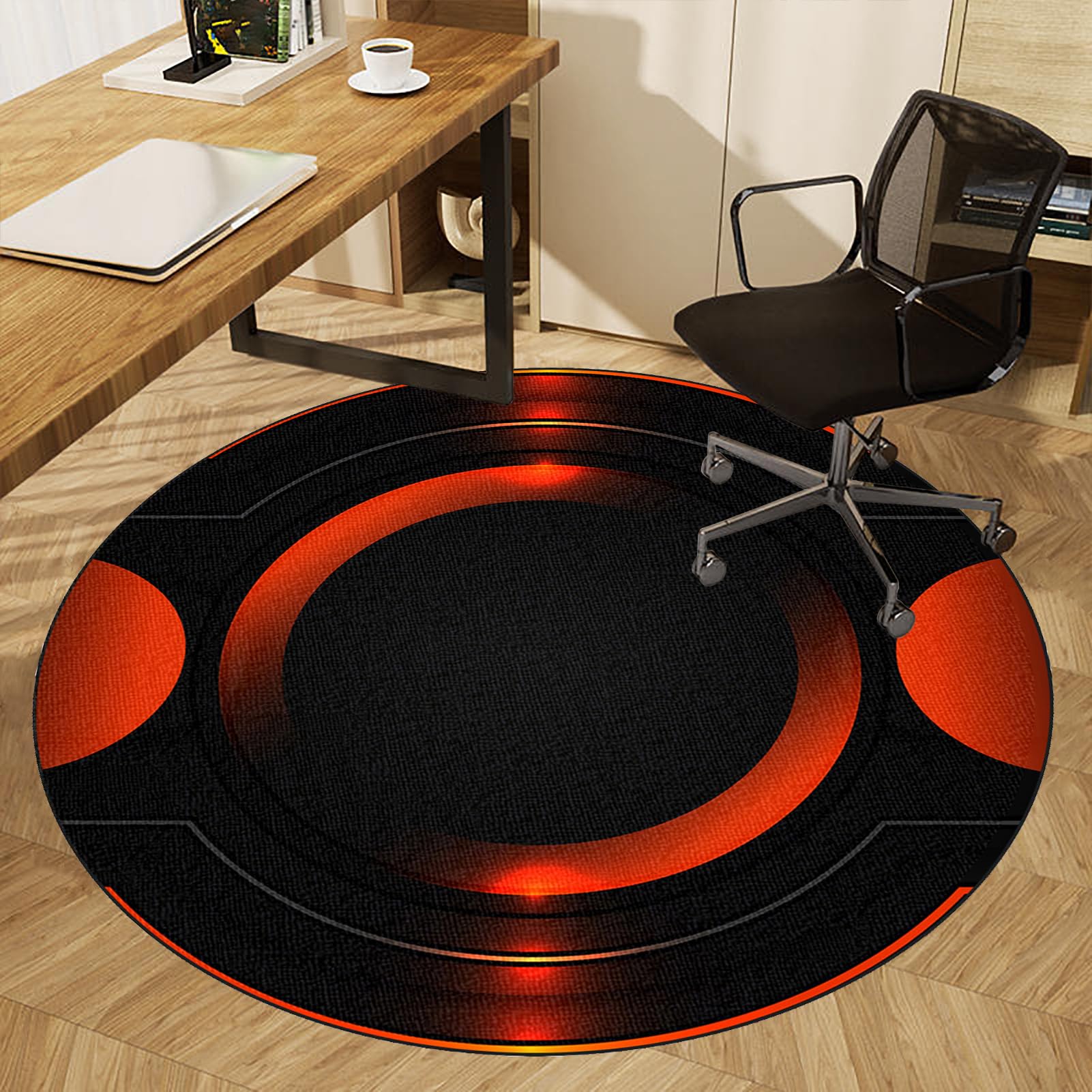 Tappeto Sedia Ufficio Gaming Antiscivolo 130 cm Tappetino per Sedia a Rotelle, Tappetino Gaming Pavimento Rotondo, Tappeto Salvapavimento per Casa, Tappetino Protettivo per Pavimenti Duri