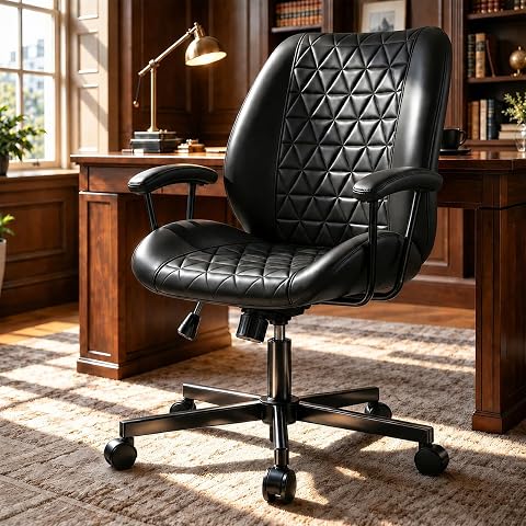 CozySpot PU Leather Office Chair with Lumbar Support and Removable Arms