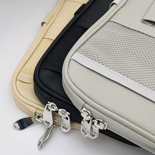 Miniatura 6 de Organizador de visera solar para automóvil, camión, SUV, bolsa de bolsillo de almacenamiento, piel sintética con múltiples bolsillos con red de