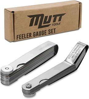 Mutt Tools 2pc Feeler Gauge Set: Straight & Angled Precision Gauges for Valve Gaps - Inch & Metric Automotive Tool