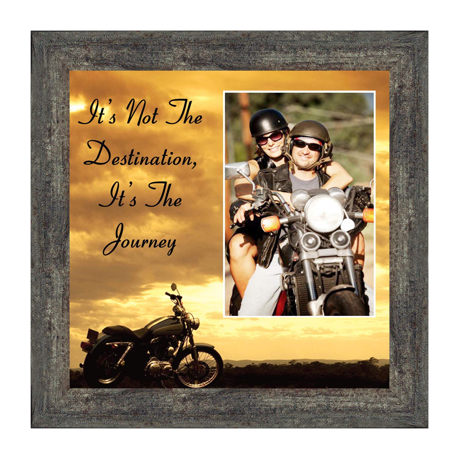 Crossroads Home DécorHarley Davidson Gifts for Men and Women, Patriotic Harley Accessories, Harley Davidson Wedding Gifts, It's Not the Destination Unique Motorcycle Wall Decor, 9760BW