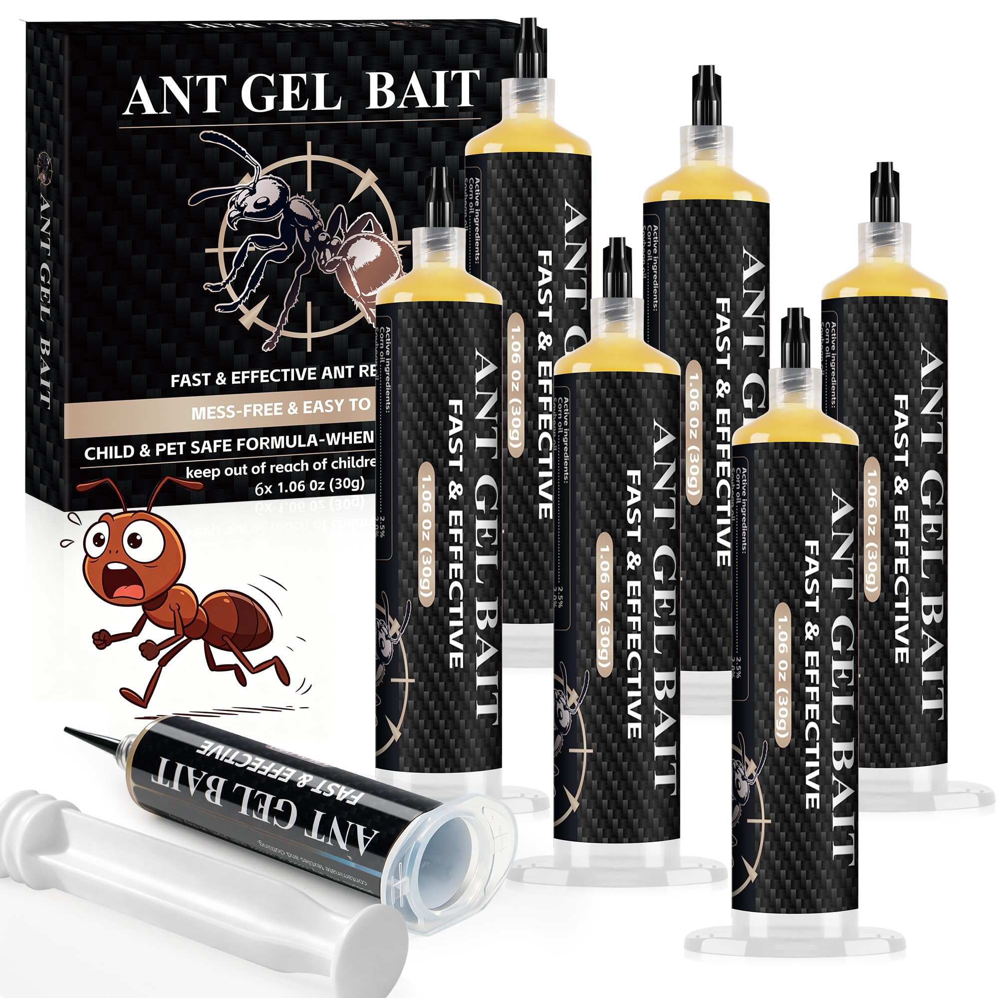 6 Stück Ameisen-Gel-Köderdose (30 g) – Präzise Applikationsspitzen für Laufwege – Wirksame Ameisenfalle für Haus, Küche & Garten – für Innen & Außen