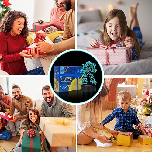 Miniatura 5 de Lámpara de noche robot 3D con control táctil, 7 colores de luz nocturna con degradado automático, base acrílica y ABS, luz nocturna de ilusión