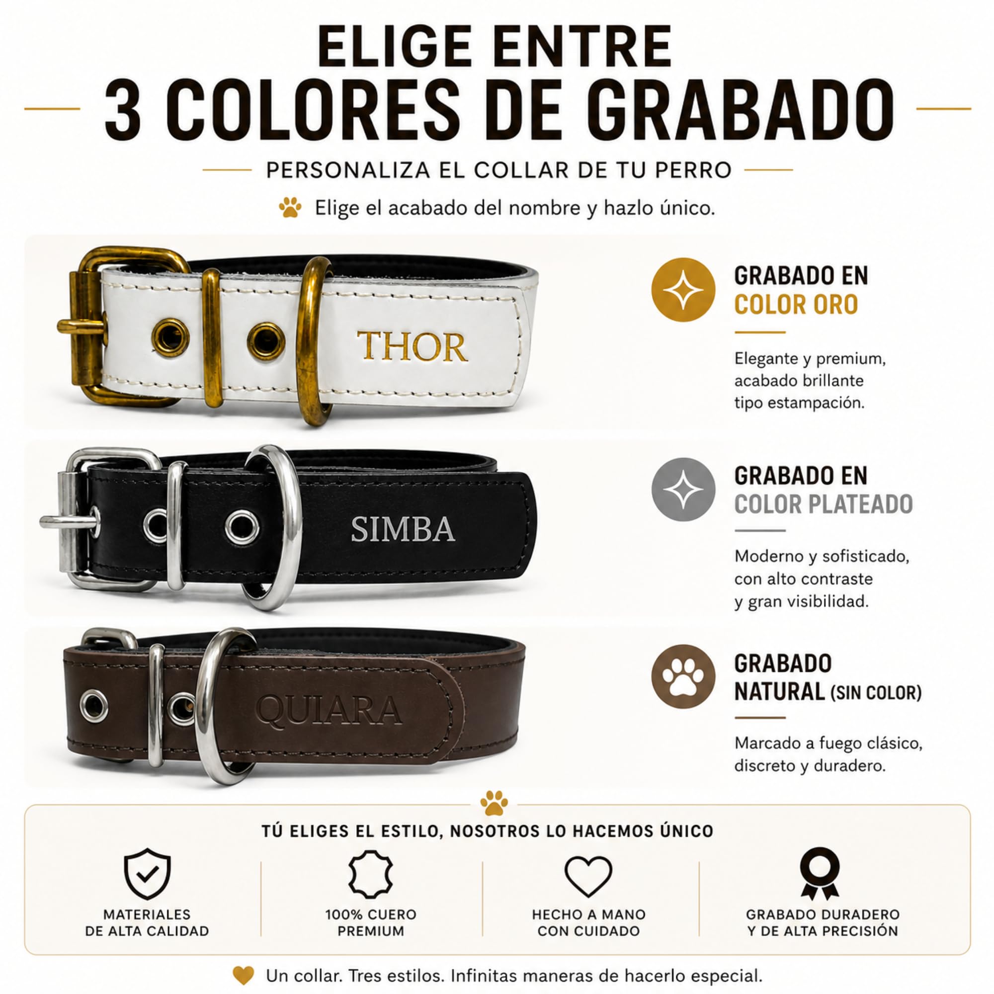 Collar para Perro de Cuero con Acolchado - Personalizable con Nombre Grabado - Hecho a Mano, Resistente y Elegante - Llavero Personalizado de Regalo (Negro, XL: Rango de Cuello 48–58 cm)