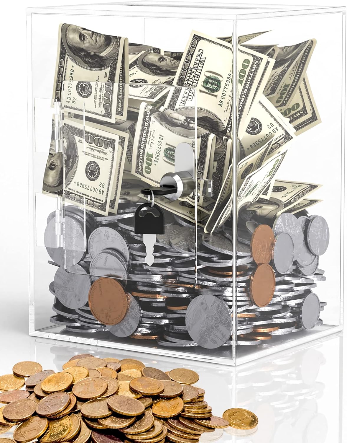 Clear Piggy Bank for Adultsand Kids Acrylic Openable Clear