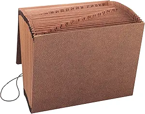 Smead TUFF Expanding File, 31 Pockets, Daily Index, Redrope, Letter
