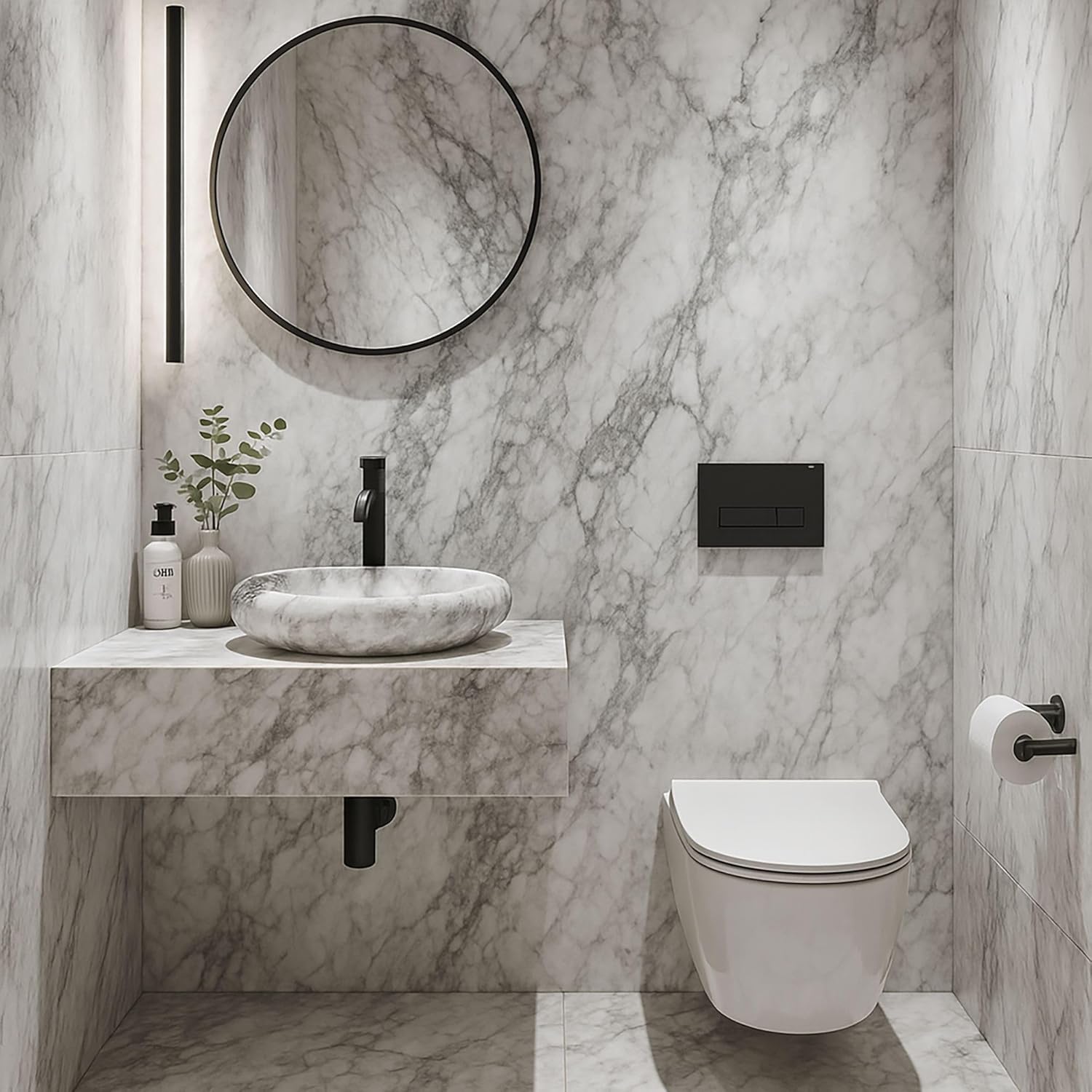 Rea Roxy C Stone L.Grey Bathroom Sink Made of Ceramic L. Grey imitation-REA-U6651, Gray
