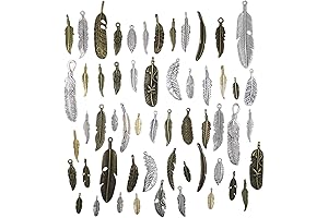 40-Piece Feather Charm Assortment for Jewelry Making
