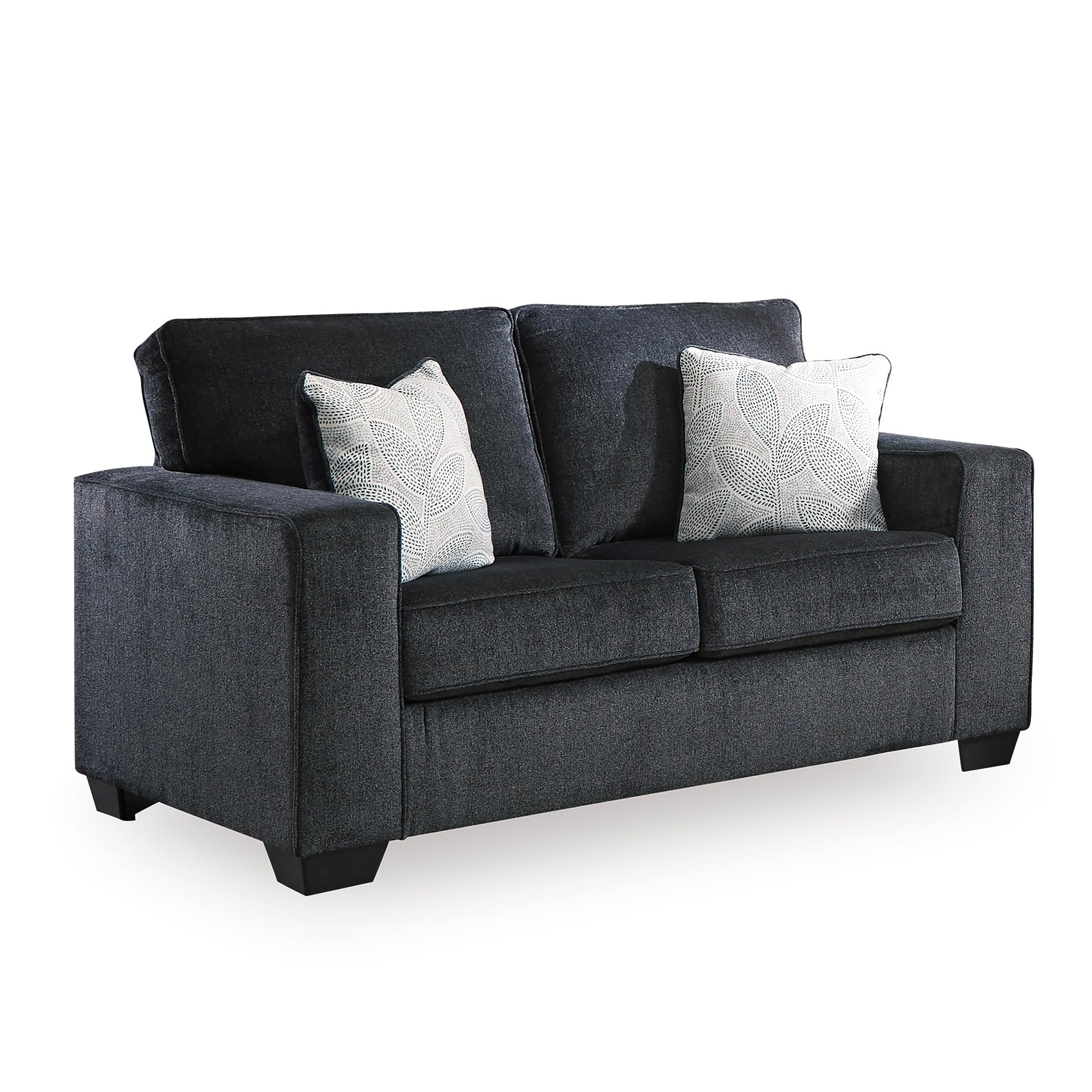 Altari Modern Loveseat with 2 Accent Pillows, Dark Gray