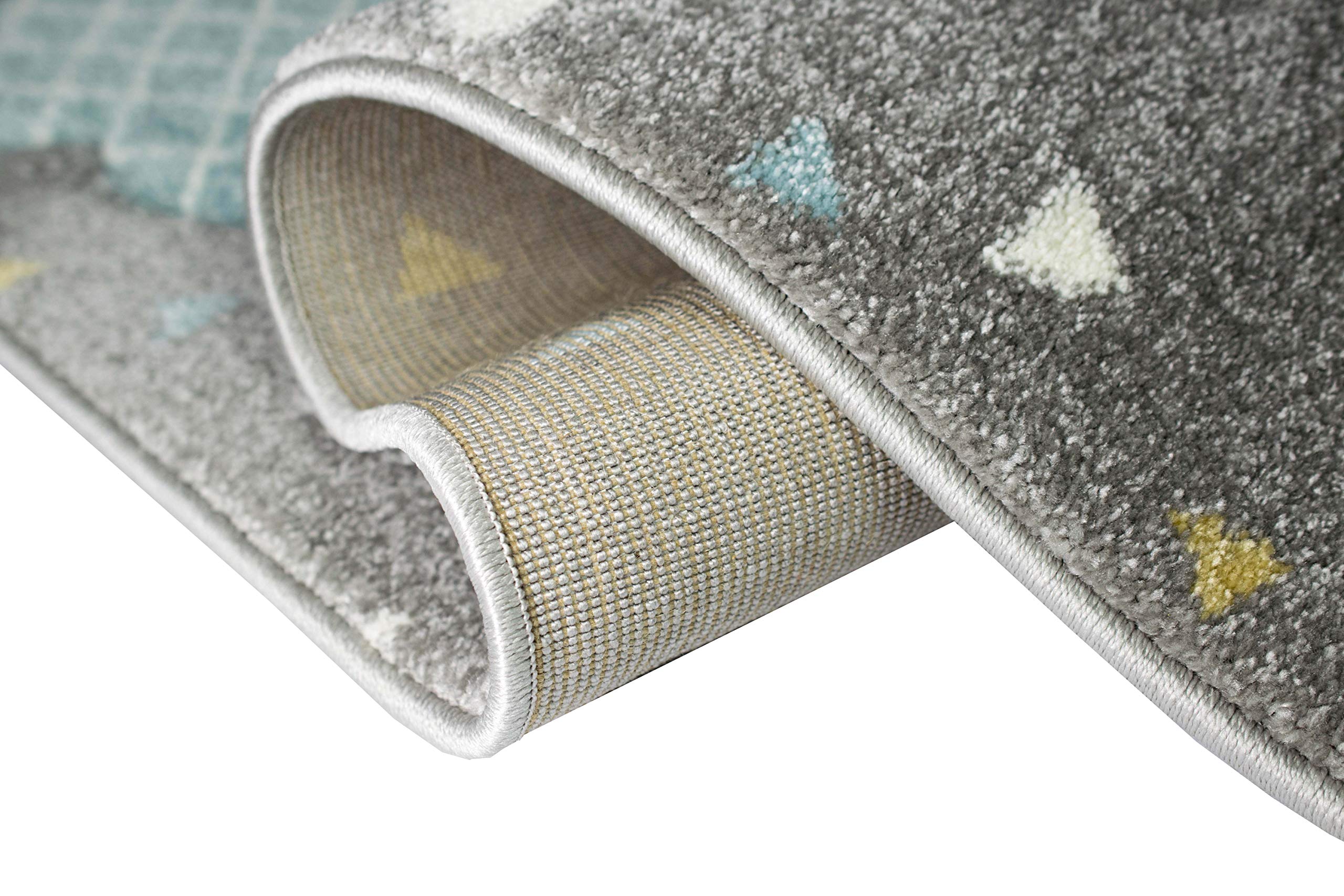 Teppich-Traum Nuage Tapis pour Enfants Tapis de Chambre pour Enfants Gris Bleu Rose Größe 160 cm Rund