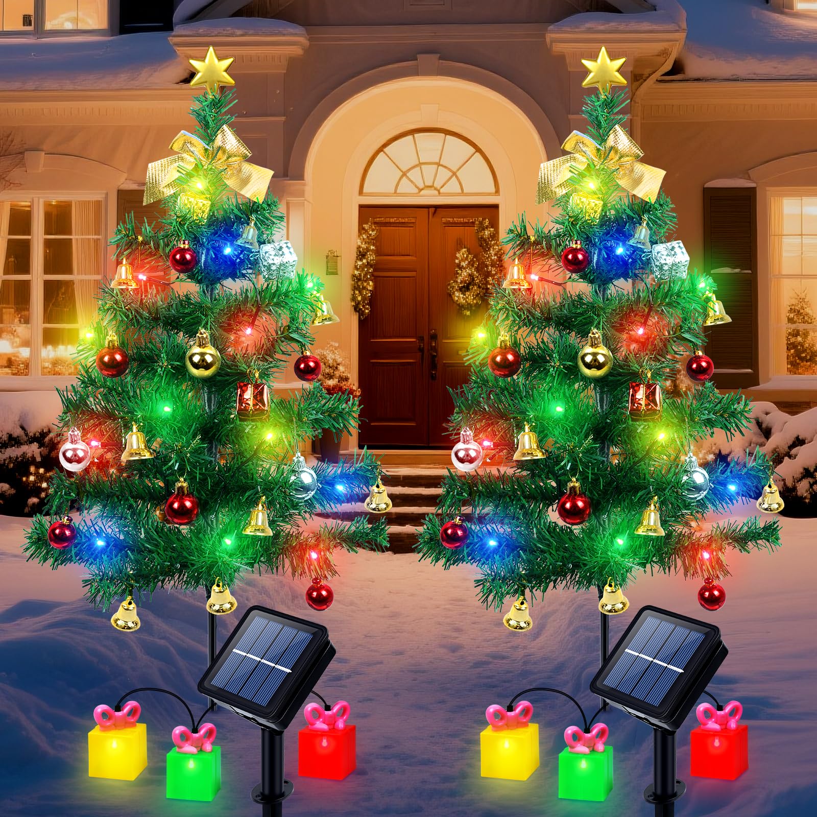 Luci solari per alberi di Natale a 7 colori che cambiano, Luci solari per alberi di Natale, Luci solari per alberi di Natale per esterni, Luci paesaggistiche impermeabili compatibili con la lampa