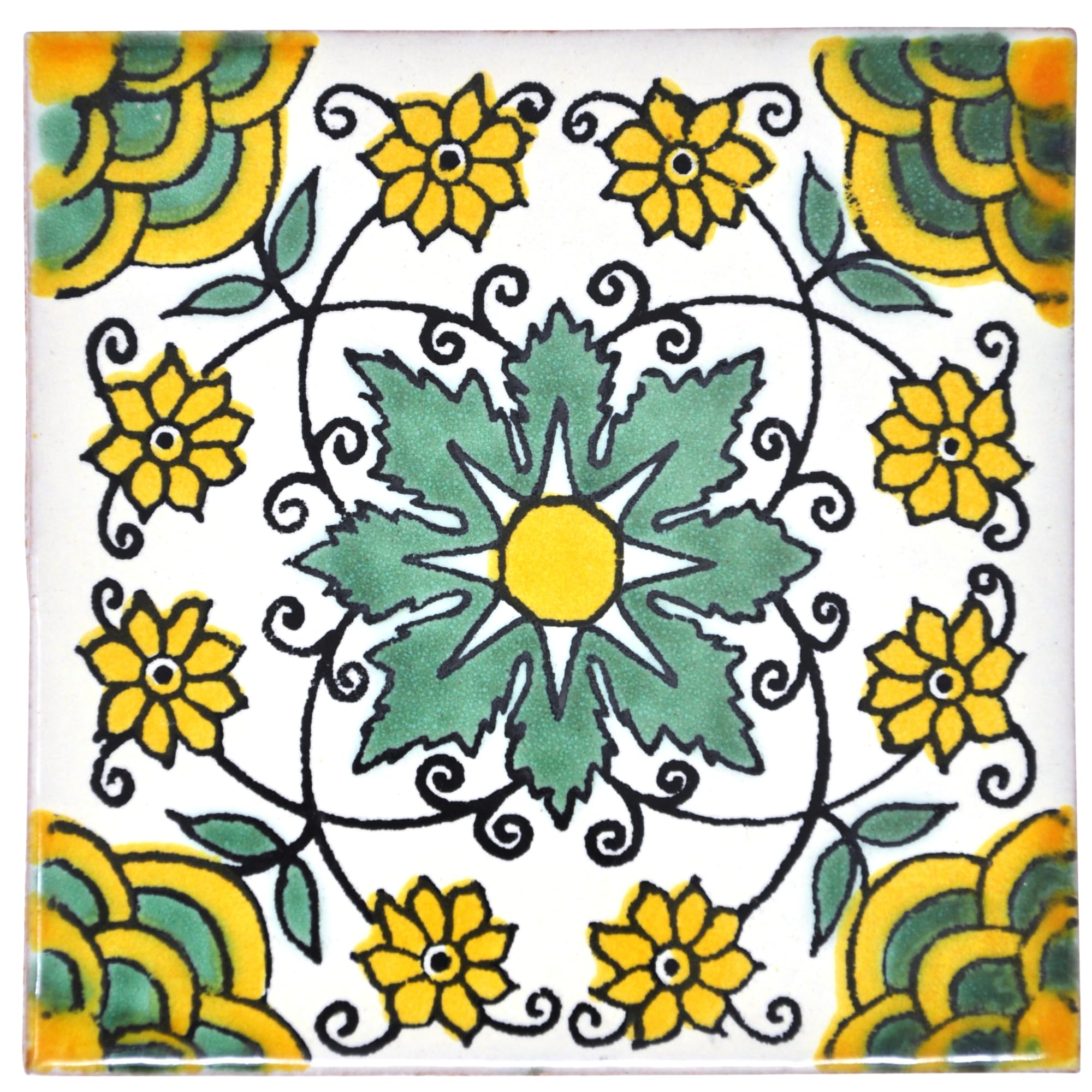 Ceramic Mexican Tile – 10.5cm- Handmade and Ethically Traded by Tumia LAC
