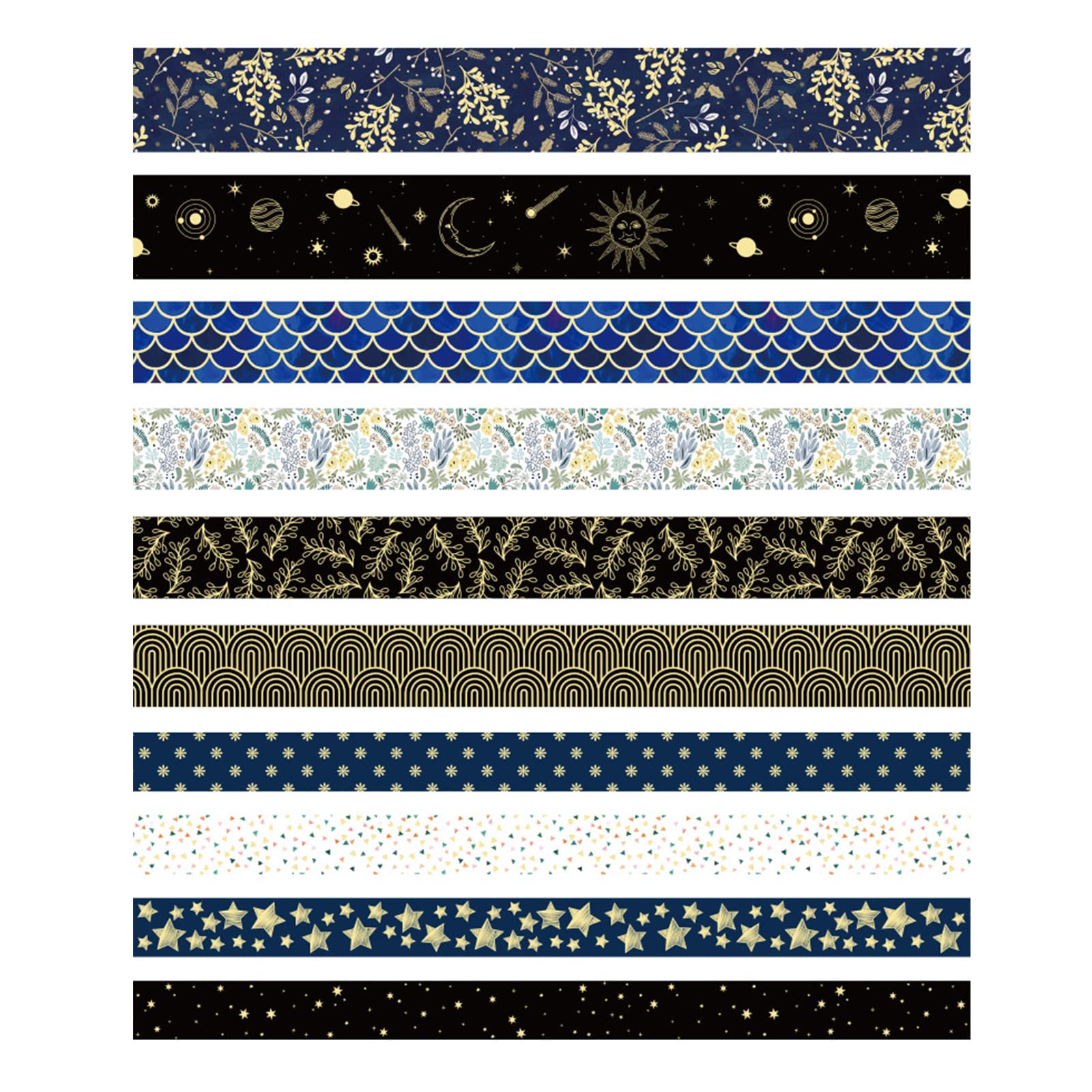 Voolcaoo 52 Rollen Washi Tape Set, Goldfolie Galaxy Washi Tape für
