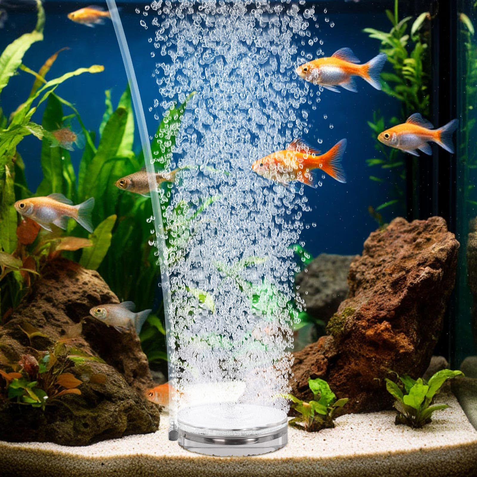 hygger Air Stones for Aquariums, Transparent Acrylic Fish Tank Bubbler Kit with Air Tube, Ultra Silent Bubble Stone Super-High Dissolved Oxygen