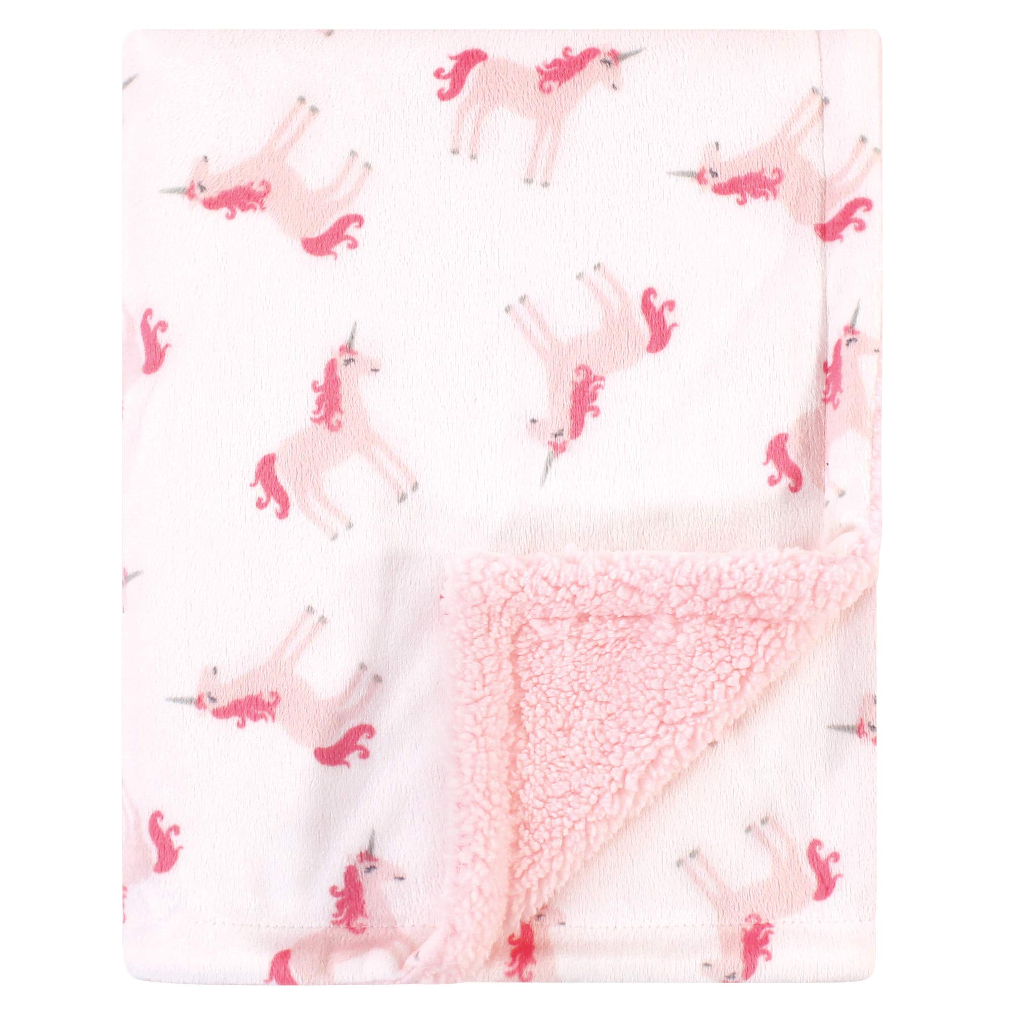 Hudson Baby Unisex Baby Plush Mink and Sherpa Blanket, Unicorn, One Size