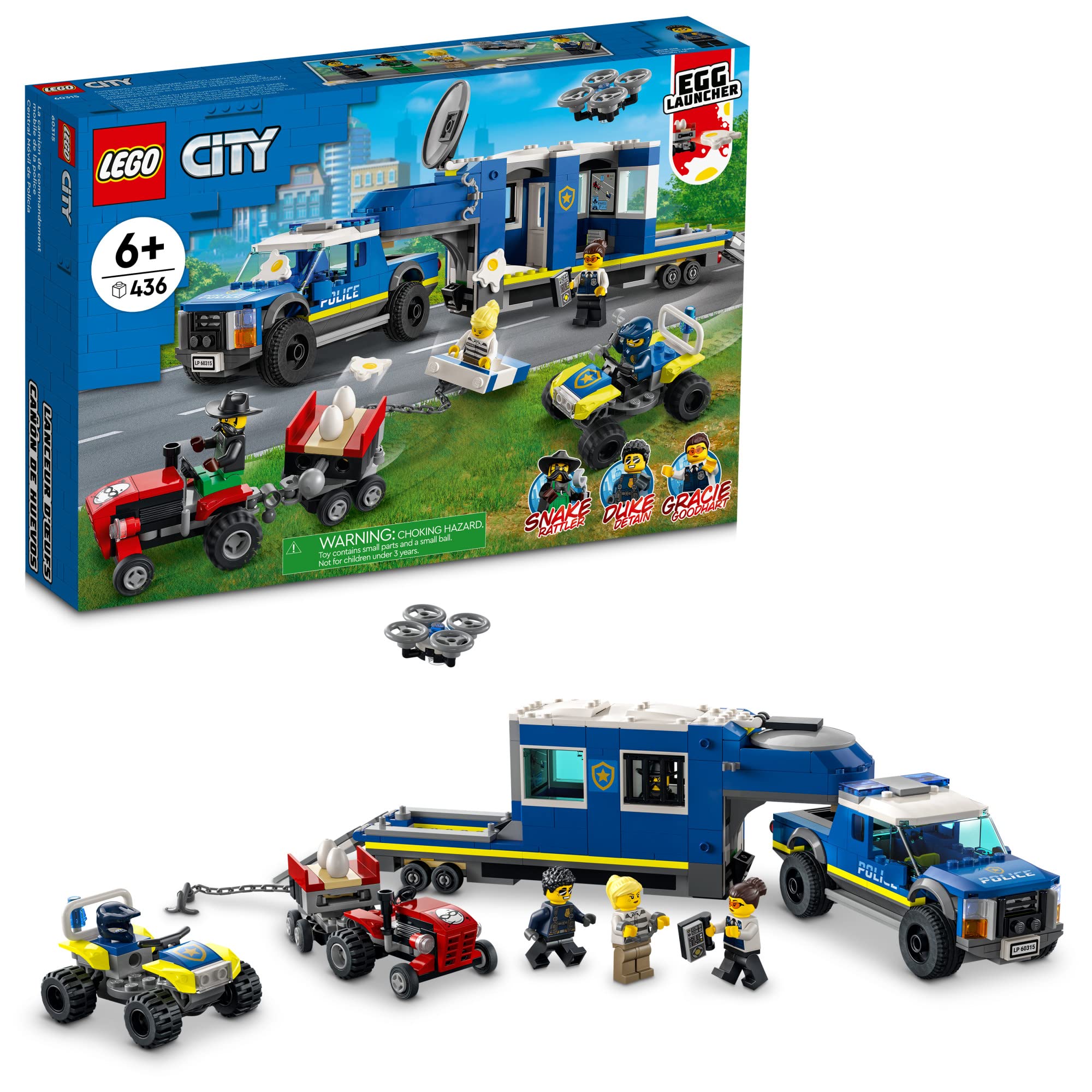 LEGO City Police Mobile Command Truck 60315 Building Kit; Toy Police Construction Playset for Kids A