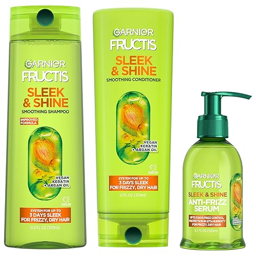 Garnier ChampĂş Fructis Sleek Shine acondicionador y suero antiencrespamiento 51 onzas juego de 3 Garnier ChampĂş Fructis Sleek Shine acondicionador y suero antiencrespamiento 51 onzas juego de 3