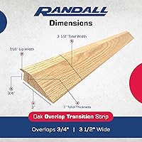 Vista 4 de Randall Manufacturing Co., Inc Superposición de roble Roble macizo Superposición de 3/4 pulgadas de alto Tira de transición de material 3