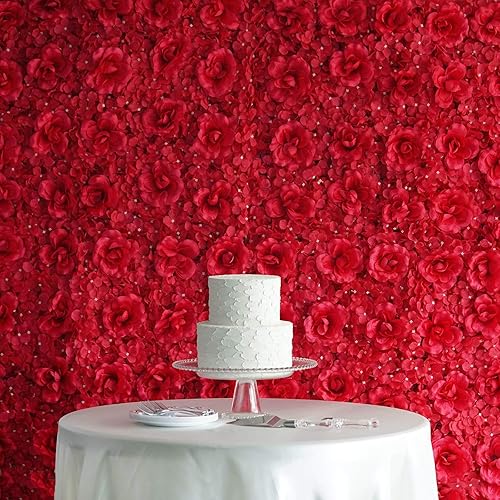 TABLECLOTHSFACTORY - Paquete de 4 tapetes de pared de 11 pies cuadrados con protección UV para rosas y hortensias de seda 3D para decoración de